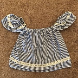 Off the shoulder striped top